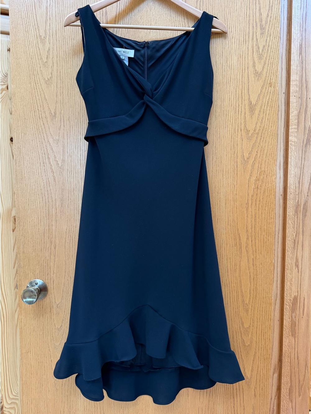 Nine West Black High-Low Twist-Front Dress